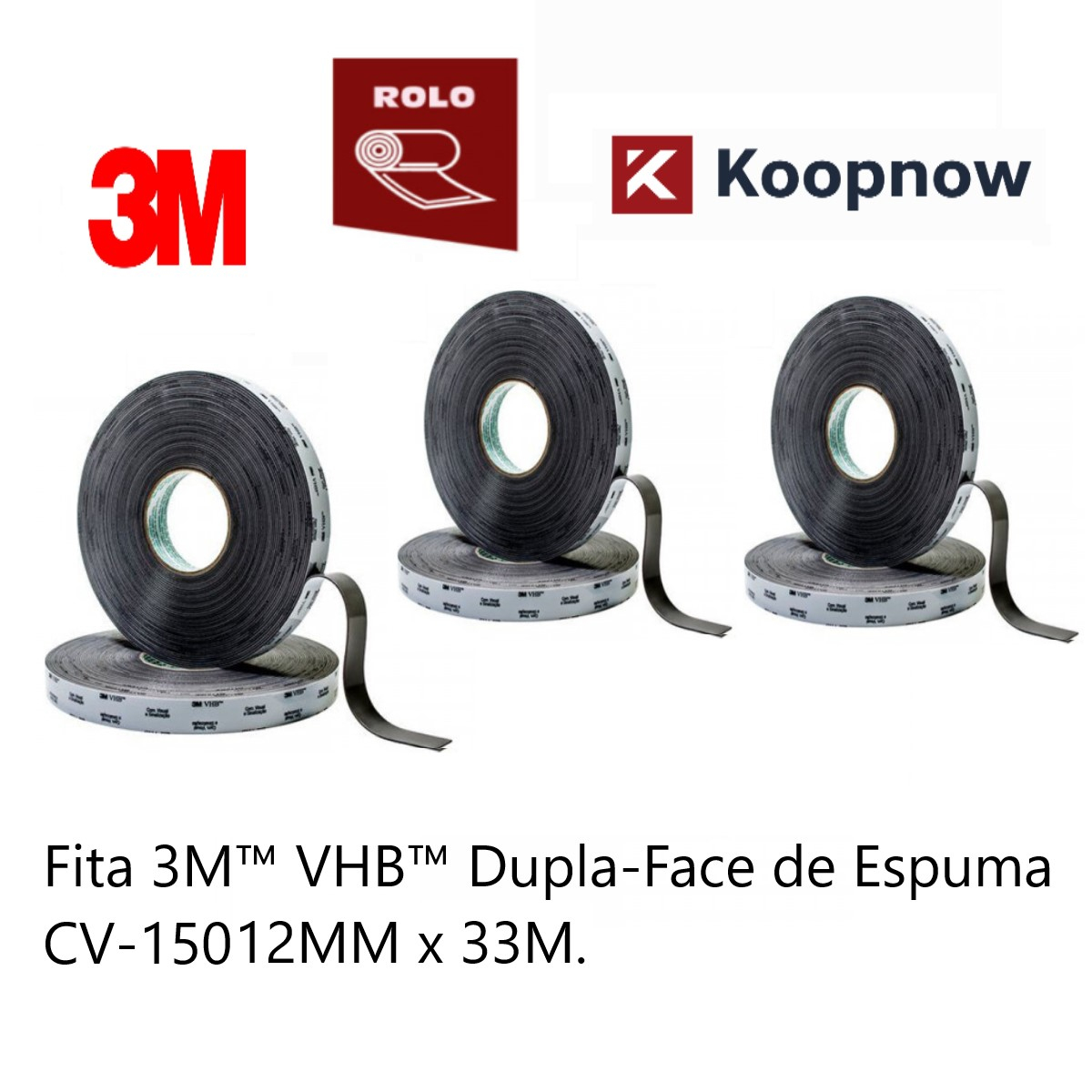 3 Fitas 3M Dupla Face Vhb Cv-150 Cinza 12Mm X 33M