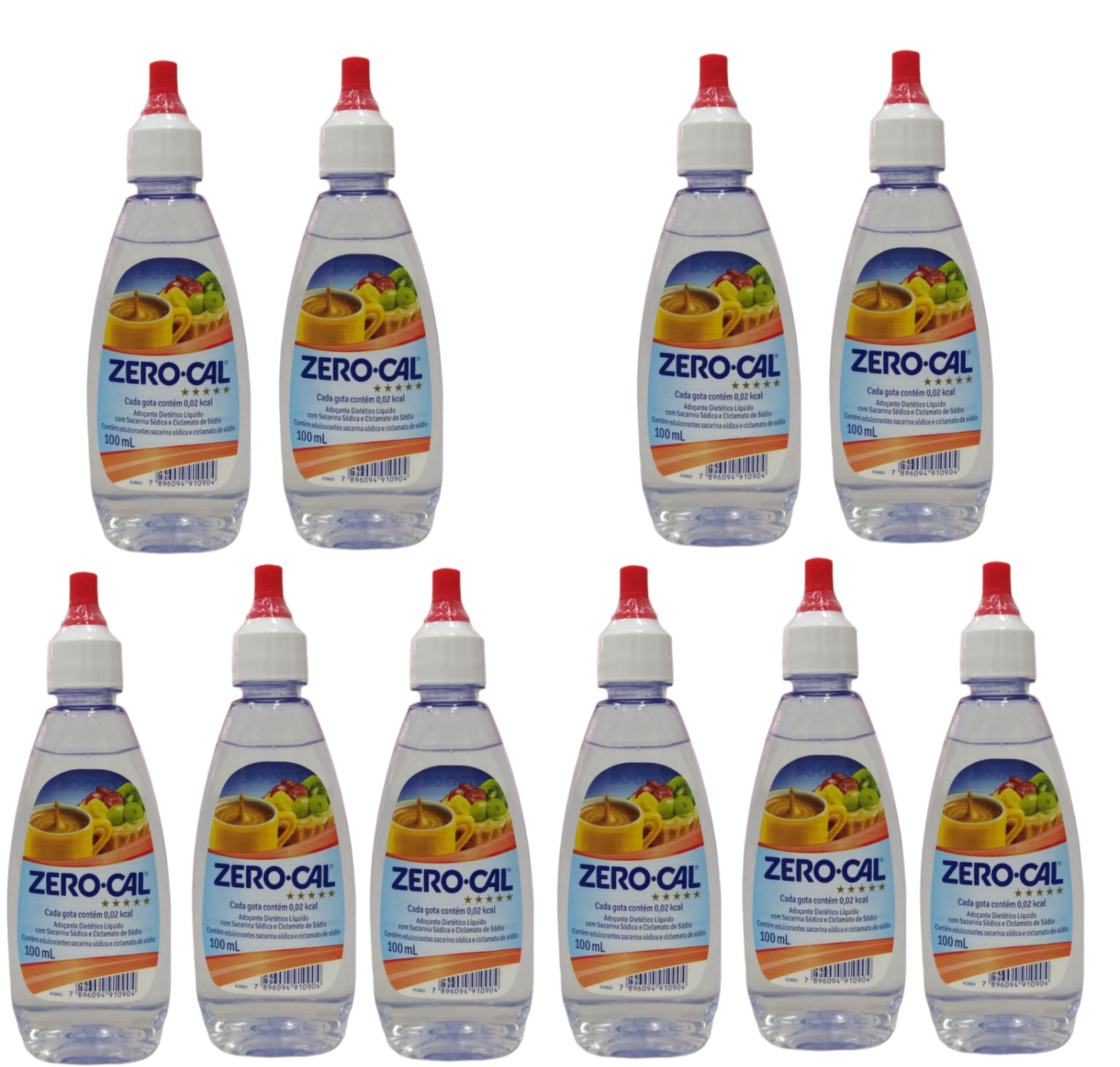 Adoçante Zero Cal 100Ml Gotas Kit Com 10 Unidades